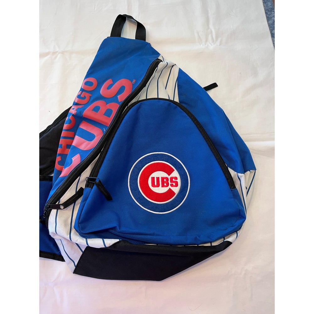 MLB Chicago Cubs Sling Backpack Blue Pinstripe Single Strap One Shoulder Bag